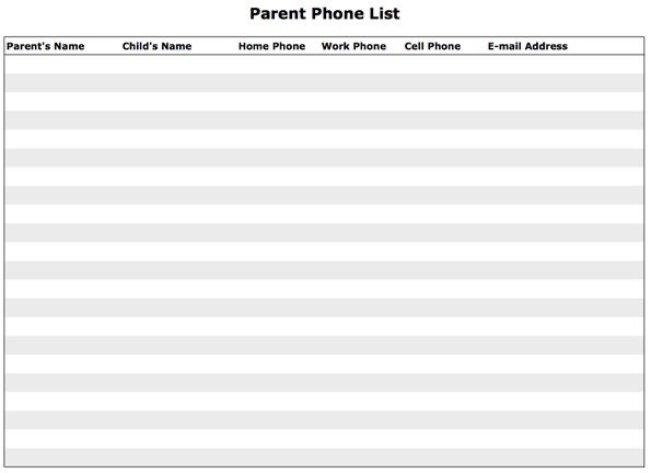 Tangkapan layar daftar telepon sekolah yang dapat dicetak