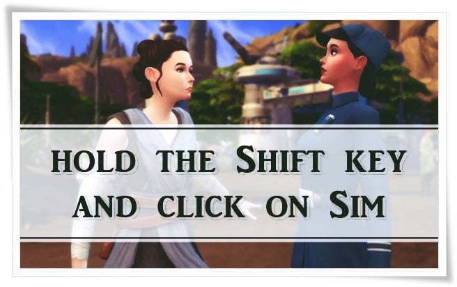 przytrzymaj klawisz Shift, a następnie kliknij swoją postać z gry Sims 4
