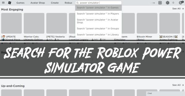 Recherchez le jeu Roblox Power Simulator