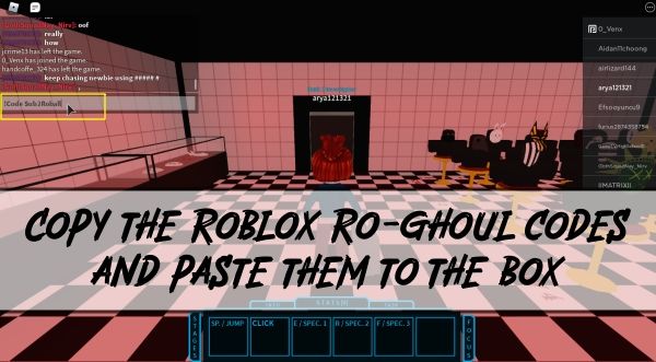 Copy the Roblox Ro-ghoul codes and paste them to the box