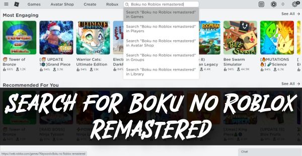 Suche nach Boku no Roblox remastered