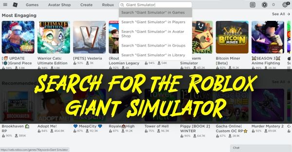 zoek naar de gigantische Roblox-simulator