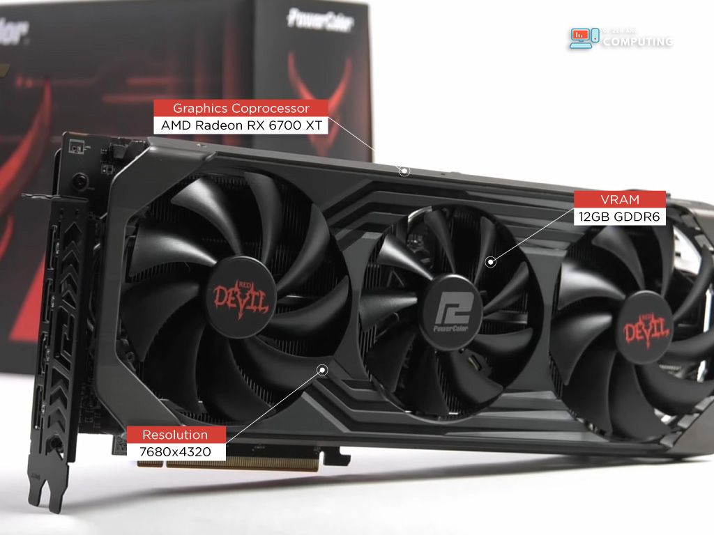 Diable rouge couleur de puissance AMD Radeon RX 6700 XT