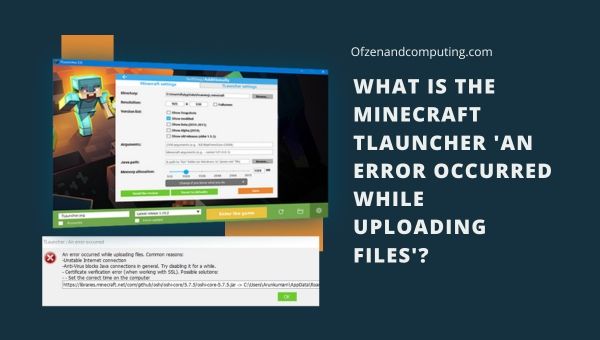 What is the Minecraft TLauncher 'An Error Occurred While Uploading Files'?